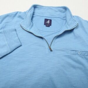 johnnie-O Sweater Mens Large Blue Quarter Zip Pullover Slub Cotton Sully